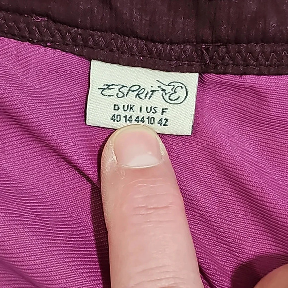 Vintage Esprit Size 10 Purple Cherry Blossom Skirt Knee Length Preppy Y2K - Picture 6 of 8